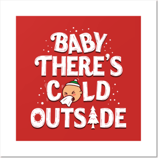 Funny Christmas Winter Cold Sneezing Typography Cartoon Posters and Art